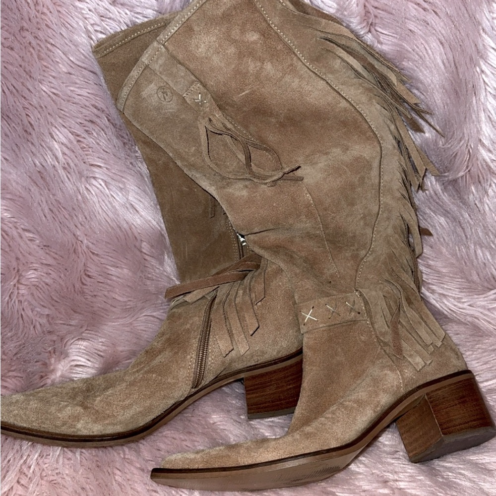 Bronx Leather Suede Fringe Boots